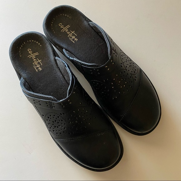 CLARKS Black Slip-ons Mules Size 8M - Picture 3 of 12